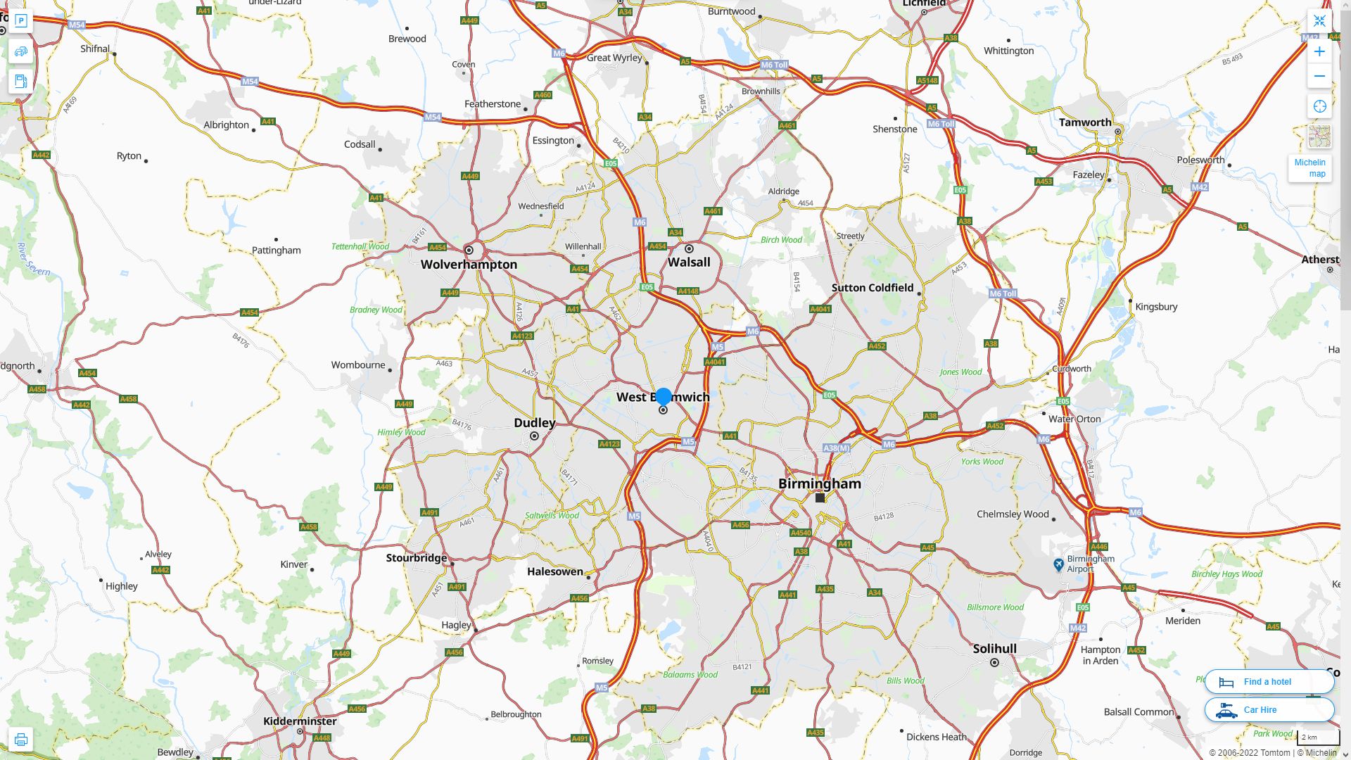 West Bromwich Royaume Uni Autoroute et carte routiere